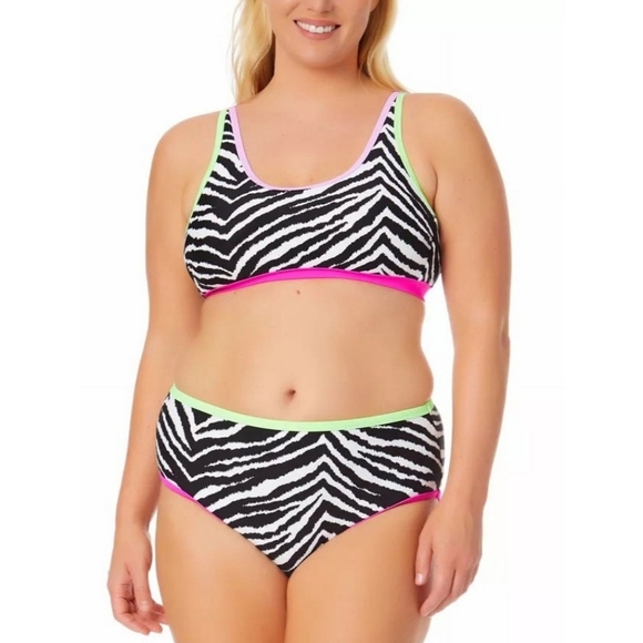 California Waves Zebra Print Plus Size Bikini Swim Bottoms - Picture 4 of 10